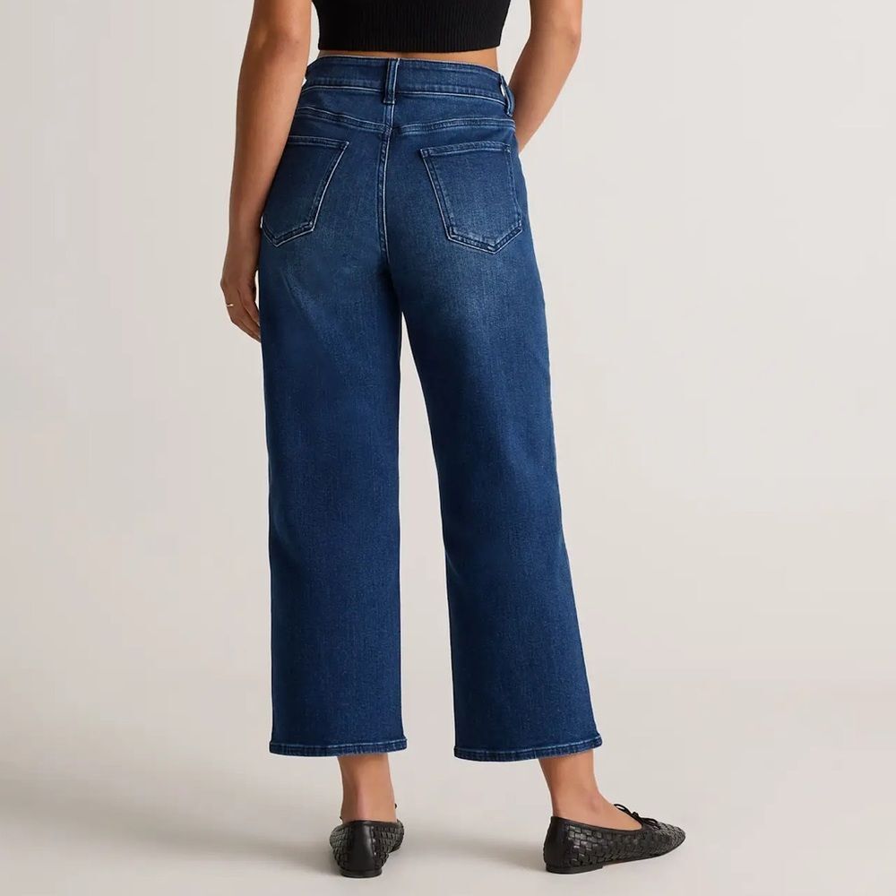 Quince Bella Stretch Patch Pocket Wide Leg Crop Jeans Women’s 30 Midnight Blue - Picture 2 of 12